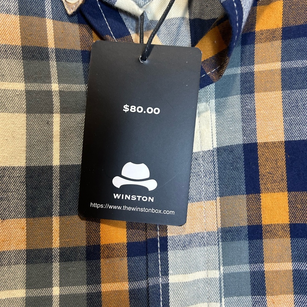 New Men’s Winston Shirt Size4X Country Rodeo Casual Plaid 100% Cotton Button - Picture 4 of 9